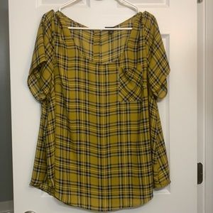 Torrid Yellow Tartan Top (size 2)
